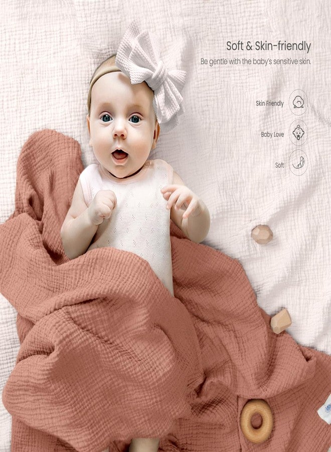 Lulu moon بطانيات لفّ الأطفال من الموسلين من لولومون: بطانيات استقبال خفيفة الوزن وجيدة التهوية للمستشفى - هدية محايدة لمواليد جدد، عبوة من 3 قطع (لون الكستناء) - Image 5