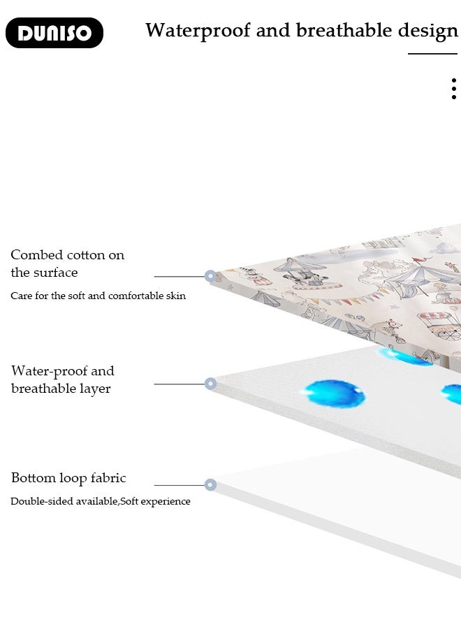 DUNISO Baby Waterproof Bed Pad Bed Wetting Pads Washable Mattress Protector Pads for Baby Reusable Incontinence Underpads Toddler Potty Training Pads Baby Waterproof Pad Mat 80*100cm  - Image 5