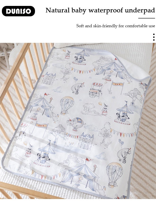 DUNISO Baby Waterproof Bed Pad Bed Wetting Pads Washable Mattress Protector Pads for Baby Reusable Incontinence Underpads Toddler Potty Training Pads Baby Waterproof Pad Mat 80*100cm  - Image 2