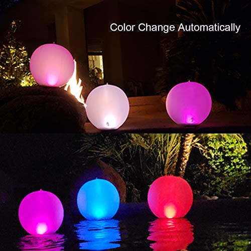 ESUPER Rukars Floating Ball Pool Light Solar Powered 4 PCS, 14 Inch Inflatable Hangable IP68 Waterproof Rechargeable Color Changing Led Glow Globe Pool - Image 3