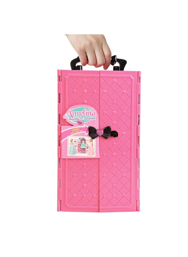 MIXDE Doll Closet Wardrobe for 11.5 Inch Girl Doll Clothes and Accessories Storage Items Including Dolls, Wardrobe many other accessories,Girls Toy - Image 1