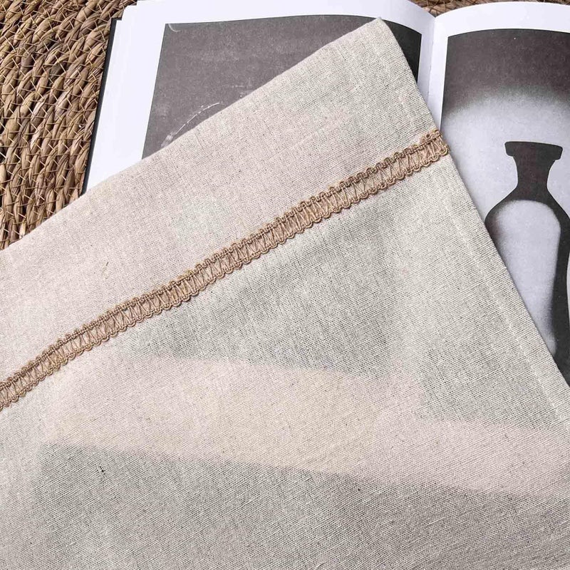 Oindec Cotton Linen Kitchen Curtains for Windows with Burlap Lace Trim Rustic Farmhouse 36 inch Rod Pocket Neutral Short Curtain Window Treatment Tiers,Set of 2 - Image 4