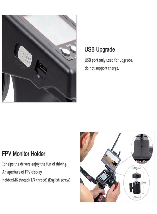 Radiolink RC4GS V2 RC Transmitter 4 Channels and Receiver R6FG with Gyro 400M Remote Controller for Car Boat Truck - Image 2