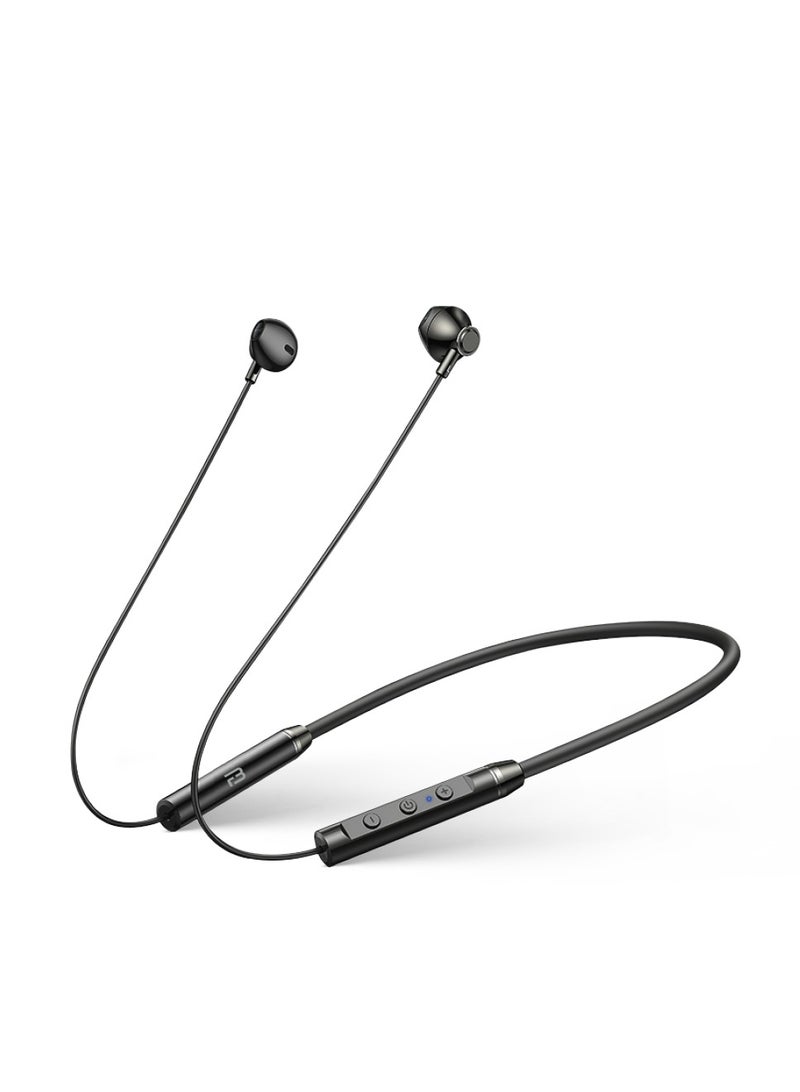 بريزلر سماعات أذن لاسلكية بلوتوث 5.2 بشريط للرقبة مع تشغيل لمدة 16 ساعة وميكروفون، أسود - Image 1