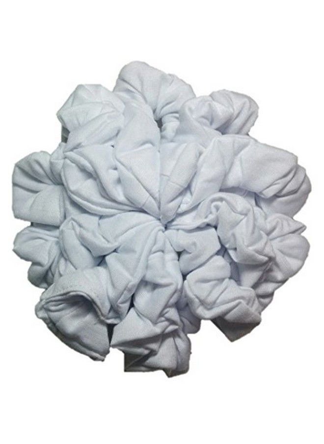 Threddies Cotton Poly Blend Scrune Set Set Of 10 Soft Cotton Scrunes Solid Color Packs (White)  - Image 3