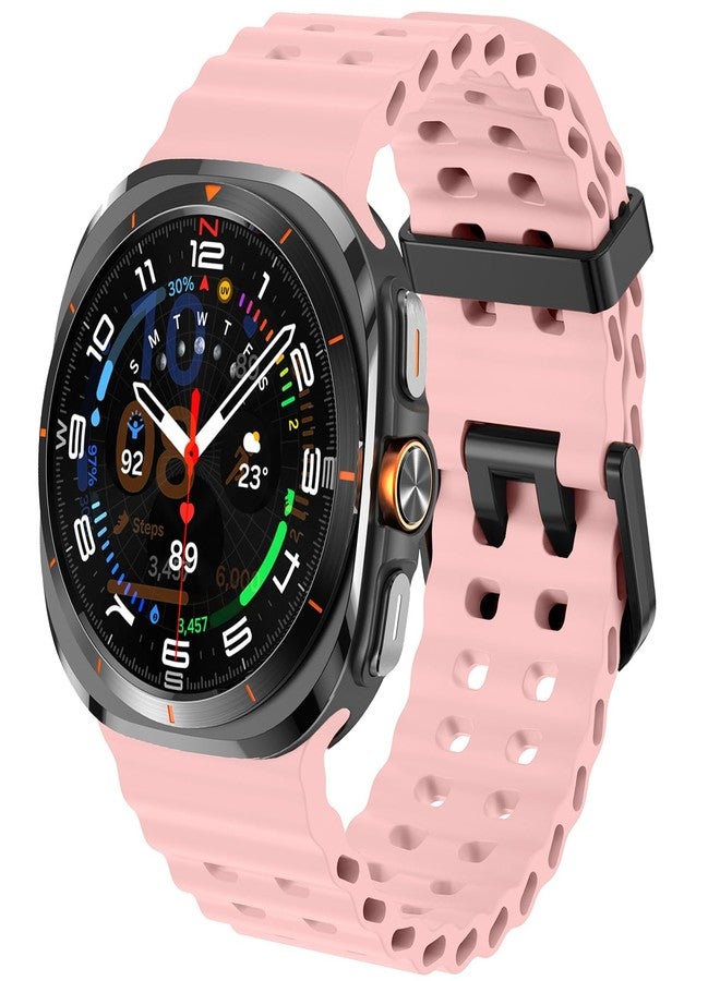 DEALELE Bands Compatible with Samsung Galaxy Watch Ultra 47mm (2025/2024), Soft Breathable Ocean Silicone Sports Replacement Strap for Galaxy Watch Ultra 2 / Ultra 47mm Women Men, Pink - Image 1