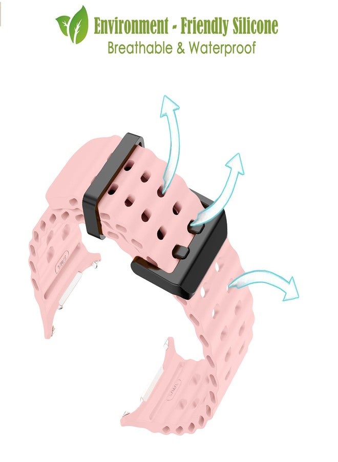 DEALELE Bands Compatible with Samsung Galaxy Watch Ultra 47mm (2025/2024), Soft Breathable Ocean Silicone Sports Replacement Strap for Galaxy Watch Ultra 2 / Ultra 47mm Women Men, Pink - Image 3