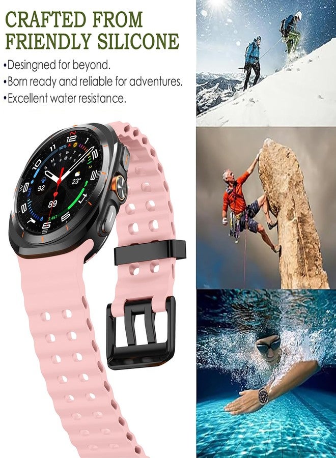 DEALELE Bands Compatible with Samsung Galaxy Watch Ultra 47mm (2025/2024), Soft Breathable Ocean Silicone Sports Replacement Strap for Galaxy Watch Ultra 2 / Ultra 47mm Women Men, Pink - Image 5