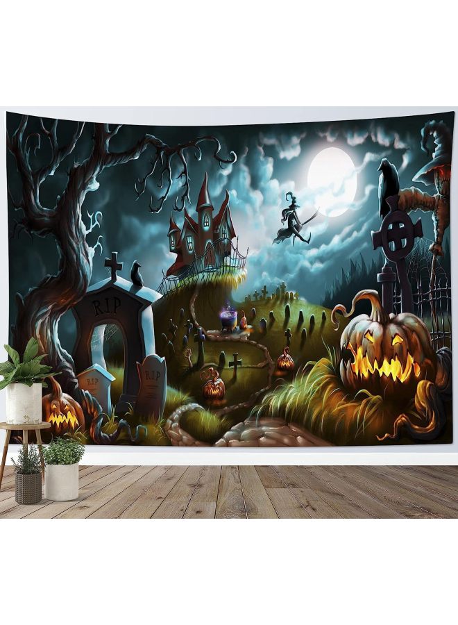 Directly Hanging Cloth Halloween Ghost Cemetery Night Ghost Lamp Horror Desolate Cemetery Tapestry