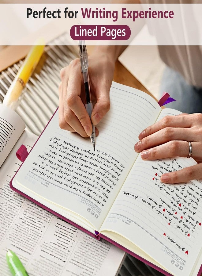 PERCUN Leather Journal for Men & Women - 160 Lined Pages, 100 GSM Paper, 5.9"x8.5" Hardcover Notebooks for Work, School, Note Taking, Travel Writing, Daily Diary & Journaling(Burgundy) - Image 3