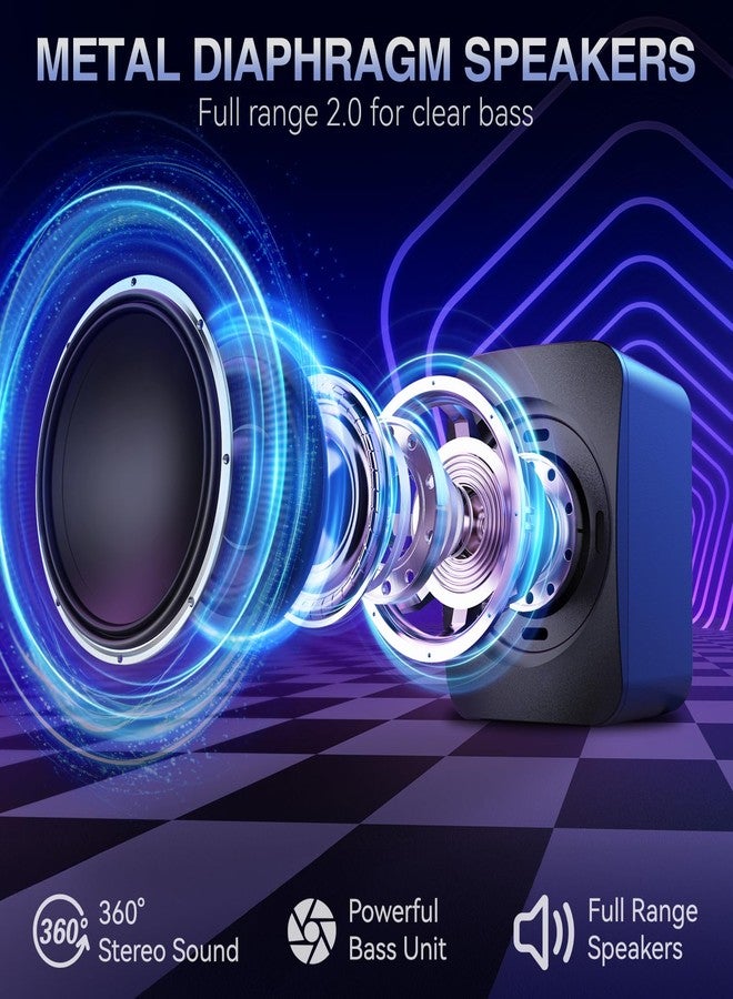 OFFSIR Computer Speakers,RGB PC Speakers, USB Powered 3.5mm Aux Speaker for Desktop, PC, Laptop, Tablet - Small Computer Speakers | Clear Sound & 7-Color Dynamic Lighting - Image 2