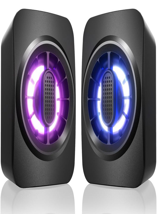 OFFSIR Computer Speakers,RGB PC Speakers, USB Powered 3.5mm Aux Speaker for Desktop, PC, Laptop, Tablet - Small Computer Speakers | Clear Sound & 7-Color Dynamic Lighting - Image 1