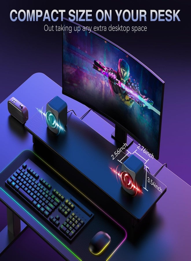 OFFSIR Computer Speakers,RGB PC Speakers, USB Powered 3.5mm Aux Speaker for Desktop, PC, Laptop, Tablet - Small Computer Speakers | Clear Sound & 7-Color Dynamic Lighting - Image 4