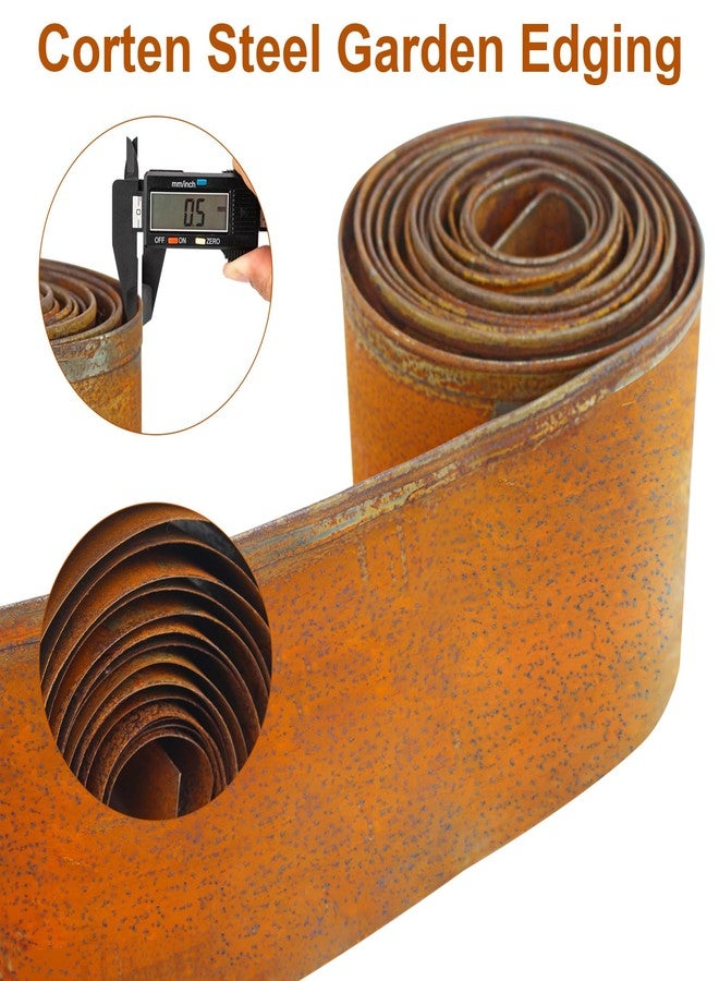 Meyoppm Corten Steel Garden Edging 5.5" x 16.4', Metal Landscape Edging Sturdy Garden Long Strips, Metal Edging for Landscaping, Metal Garden Edging for Lawns,Borders and Flower Beds - Image 2