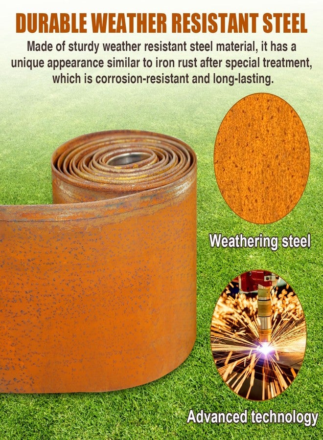 Meyoppm Corten Steel Garden Edging 5.5" x 16.4', Metal Landscape Edging Sturdy Garden Long Strips, Metal Edging for Landscaping, Metal Garden Edging for Lawns,Borders and Flower Beds - Image 4