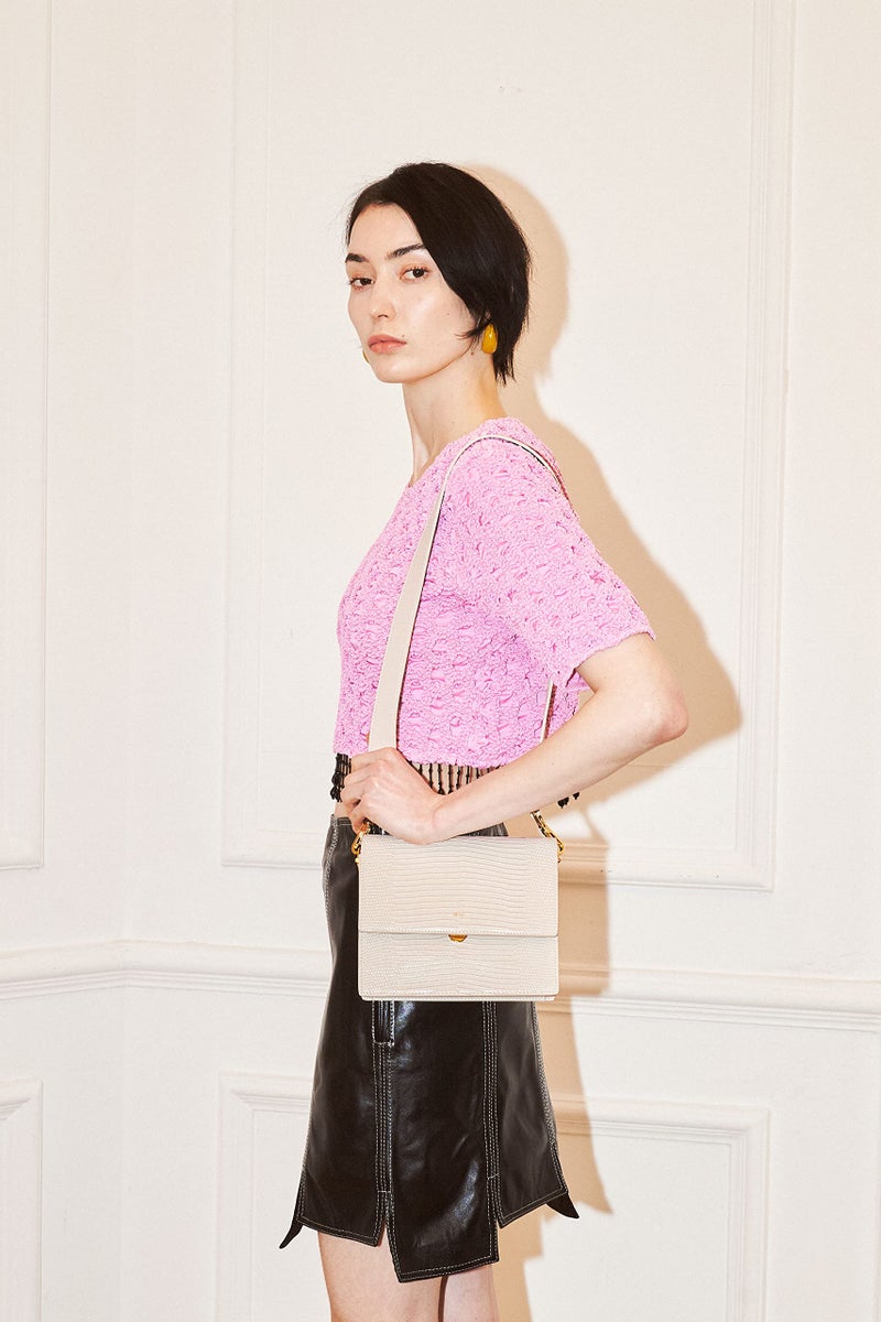 JW PEI Women's Mini Flap Crossbody - Ivory Lizard - Image 2