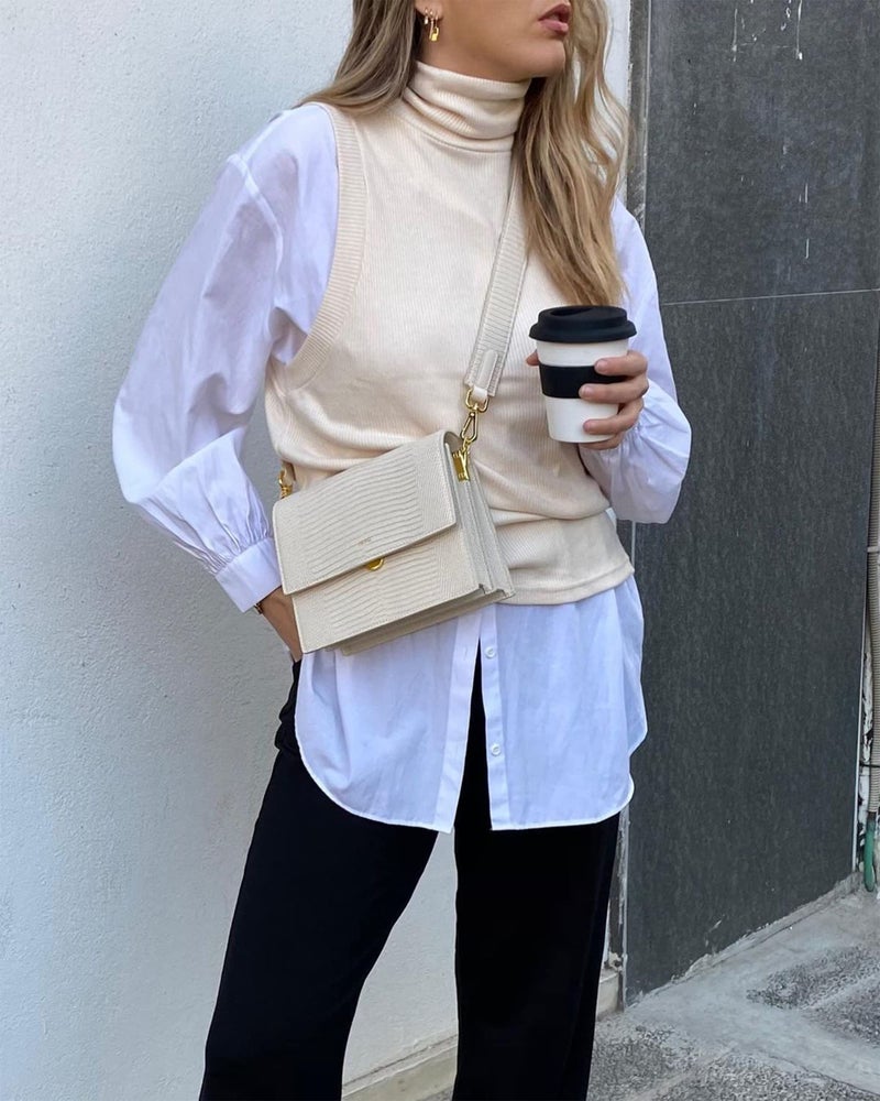 JW PEI Women's Mini Flap Crossbody - Ivory Lizard - Image 4