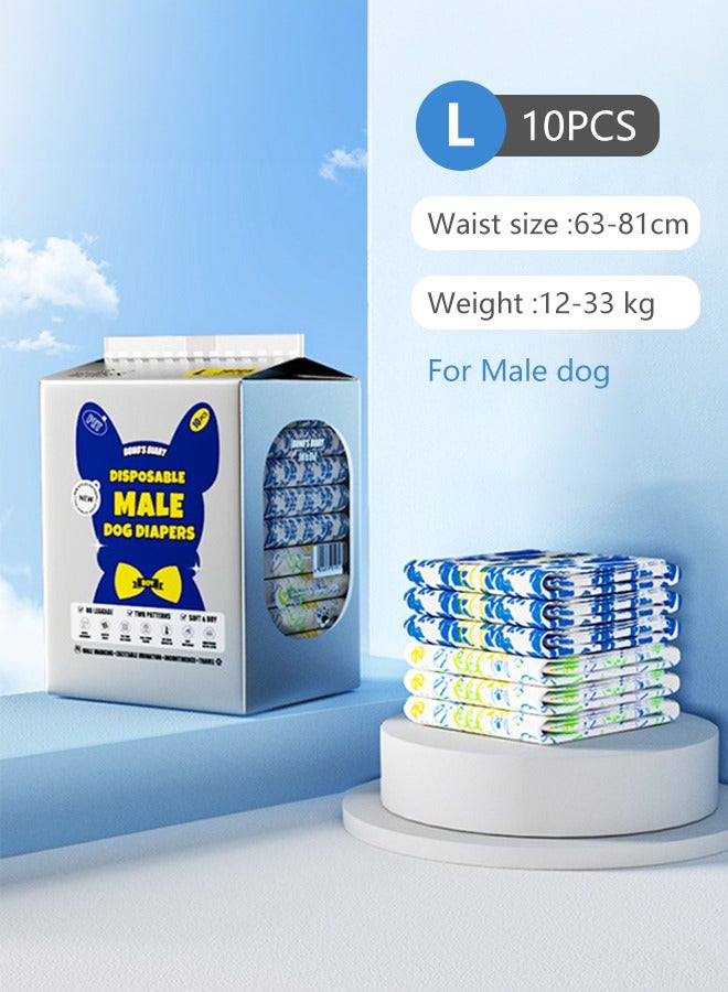 Occuwzz Disposable Dog Diapers Male 10pcs Adjustable Male Dog Wraps with Leak Proof Fit Puppy Diaper Liners Ultra Absorbent Doggie Diapers for Male Dogs Incontinence Excitable Urination - Image 1