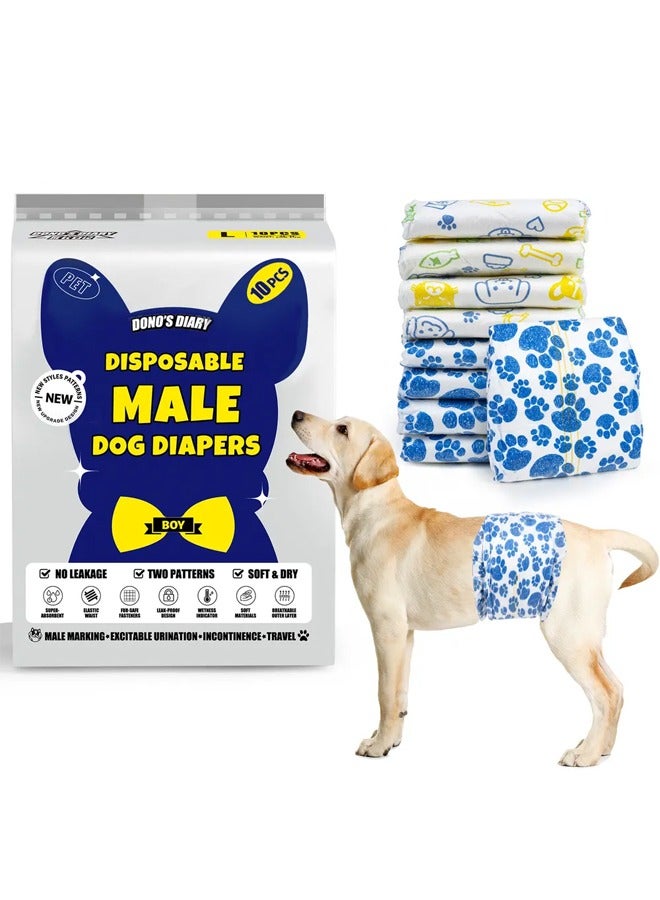 Occuwzz Disposable Dog Diapers Male 10pcs Adjustable Male Dog Wraps with Leak Proof Fit Puppy Diaper Liners Ultra Absorbent Doggie Diapers for Male Dogs Incontinence Excitable Urination - Image 3