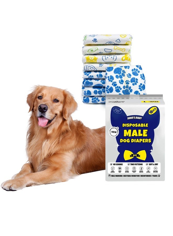 Occuwzz Disposable Dog Diapers Male 10pcs Adjustable Male Dog Wraps with Leak Proof Fit Puppy Diaper Liners Ultra Absorbent Doggie Diapers for Male Dogs Incontinence Excitable Urination - Image 5