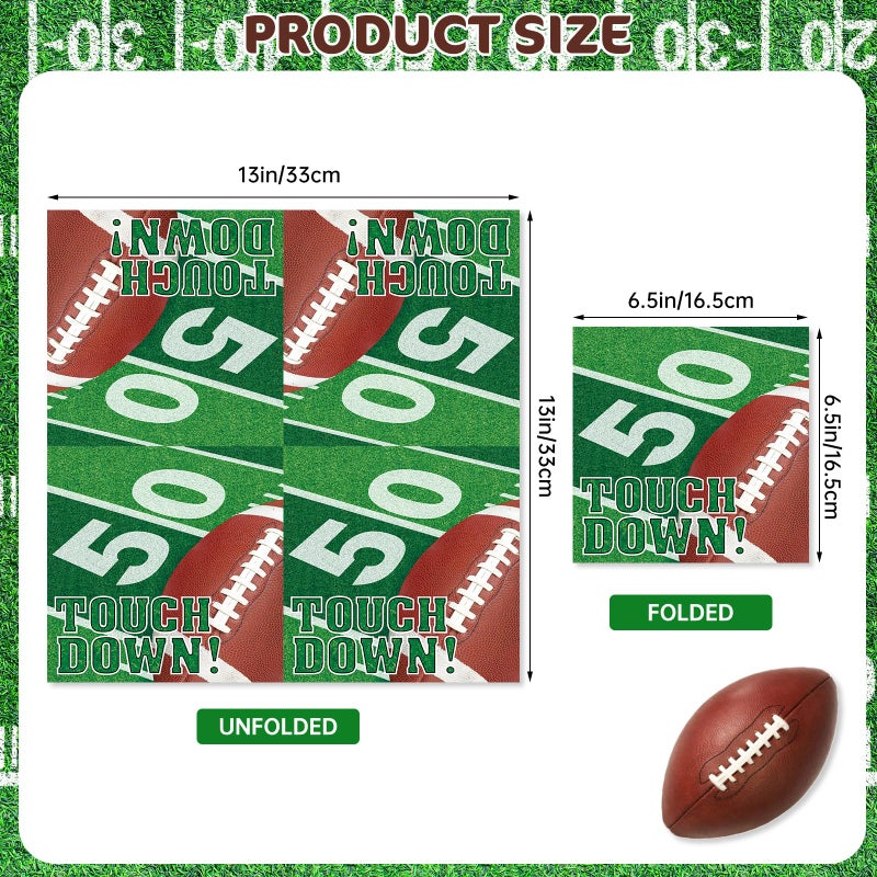 Litmitfu 50 Pack Football Napkins Sets - Football Party Supplies, Rugby Football Field Touchdown Design Disposable Luncheon Dinner Party Paper Napkins for Football Game Day Tailgate Party Favors Decorations - Image 3