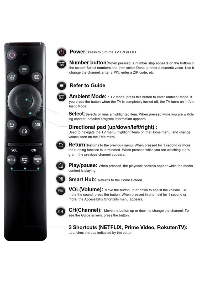 manar ORIGINAL QUALITY Newest Universal Remote Control for All Samsung TV Remote Compatible All Samsung Smart LED QLED UHD SUHD HDR LCD Frame Curved Solar HDTV 4K 8K 3D TVs BN59-01312A  - Image 4