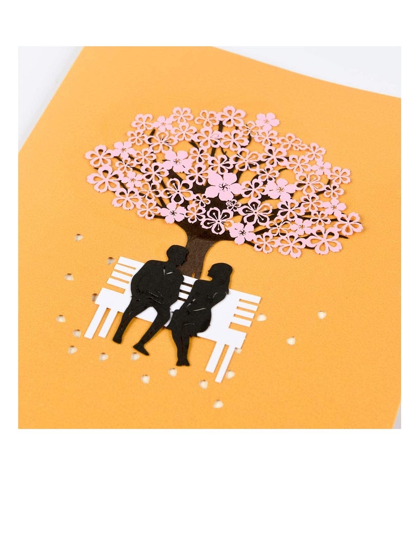 SOLARAE 3D Card, Pop Up Greeting Card Cherry Blossom Wedding Card, Anniversary Card, Birthday Card for Lover Wife Husband Girlfriend Mother Bride and Groom - Image 2