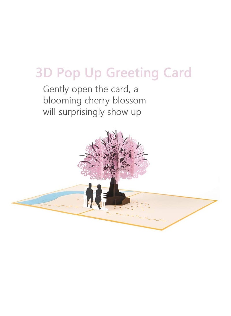 SOLARAE 3D Card, Pop Up Greeting Card Cherry Blossom Wedding Card, Anniversary Card, Birthday Card for Lover Wife Husband Girlfriend Mother Bride and Groom - Image 3