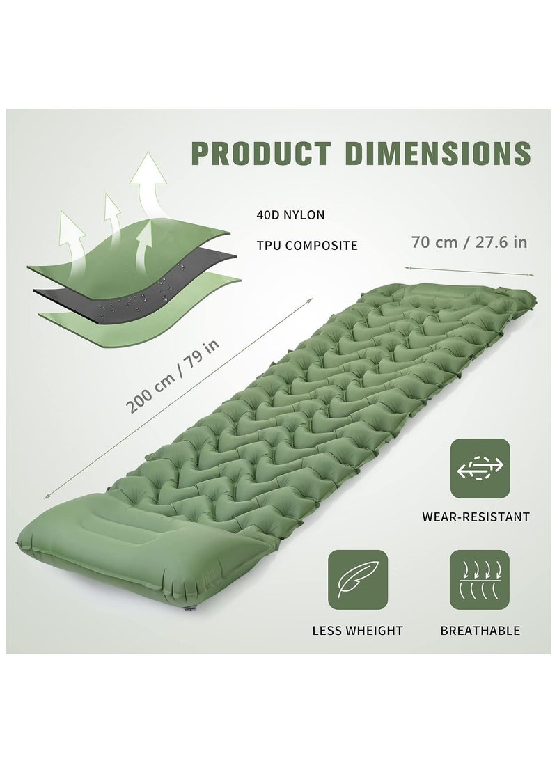 Generic Camping Sleeping Pad, Extra Thickness 10 CM Inflatable Sleeping Mat with Pillow Built-in Pump, Compact Ultralight Waterproof Camping Air Mattress for Backpacking, Hiking, Tent, Traveling  - Image 2