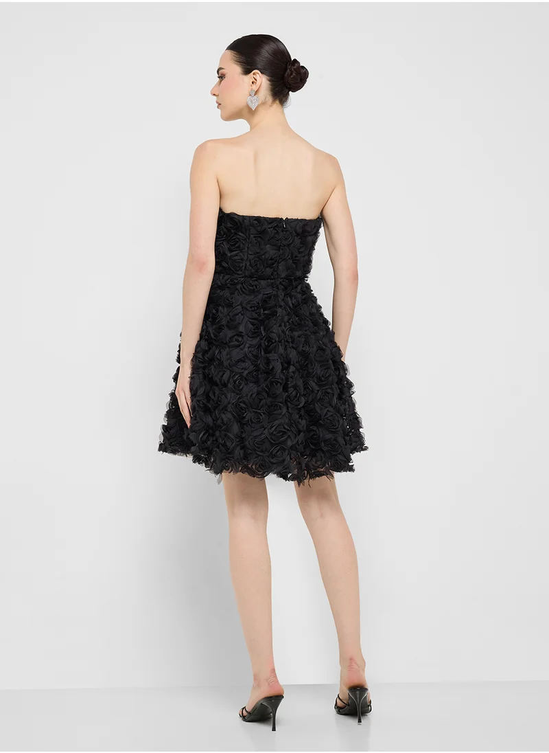 جينجر بوتيك Floral Strapless Dress
