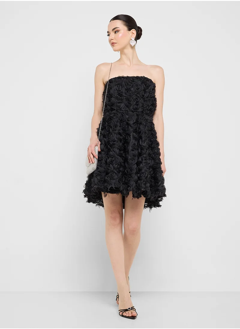 جينجر بوتيك Floral Strapless Dress
