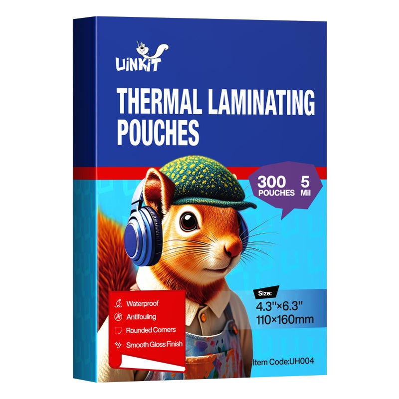 Uinkit 300Pack Thermal Laminating Pouches Card Size 4.3x6.3Inches 5Mil Thickness Laminating Sheets for Extra Protection Sealed 4x6 inches Photo Clear Glossy,Lamination Sheets Paper for Laminator