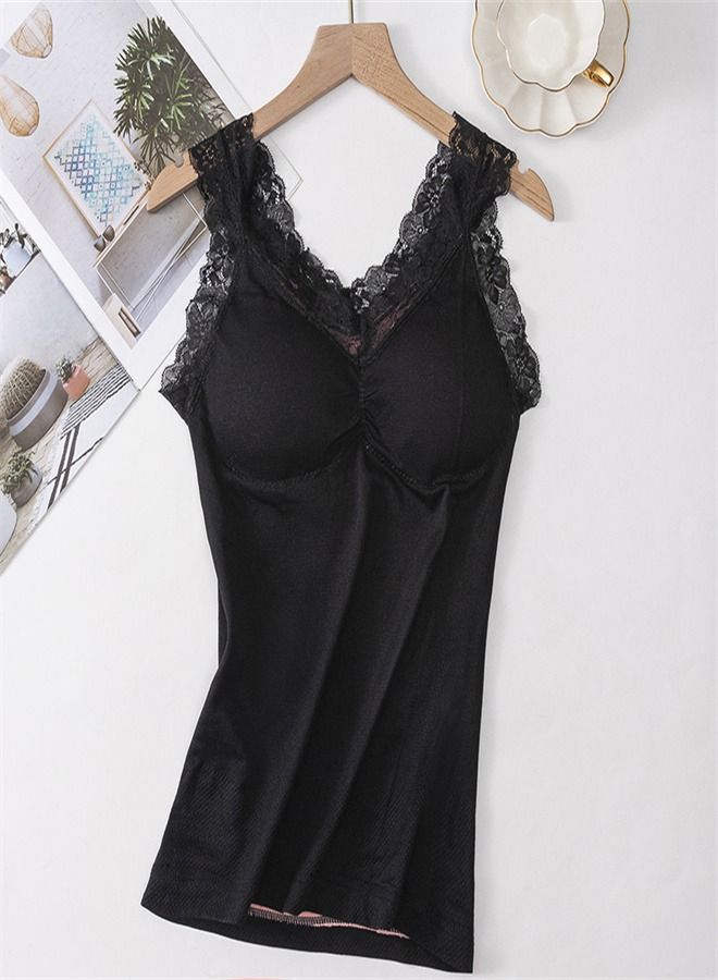 Loquat Body Beautifying V-neck Base Vest Black