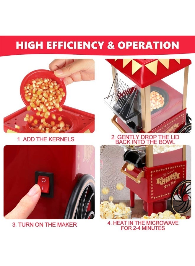 DAZE-me Electric Hot Air Popcorn Maker 1200W – Oil-Free Healthy Popcorn Popper with Measuring Scoop | Fast Pop BPA-Free Home Popcorn Machine for Family Movie Night | Kids-Safe No-Oil Snack Maker for Kitchen - Image 4