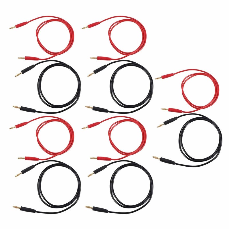 Gold Plated Brass Banana Plug Test Leads 5 Set Male to Male 4mm Red Black 1000V High Voltage Durable PVC for Electronic Testing DIY - Image 3