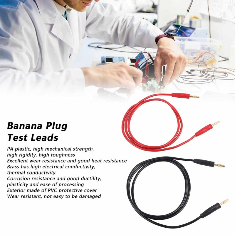 Gold Plated Brass Banana Plug Test Leads 5 Set Male to Male 4mm Red Black 1000V High Voltage Durable PVC for Electronic Testing DIY - Image 4