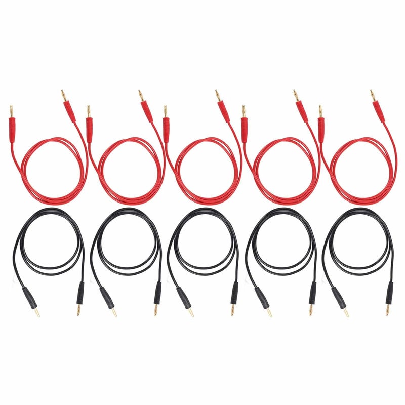 Gold Plated Brass Banana Plug Test Leads 5 Set Male to Male 4mm Red Black 1000V High Voltage Durable PVC for Electronic Testing DIY - Image 2