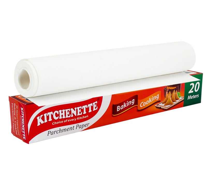 Kitchenette Parchment/Butter Paper Roll 20 Metre | Non-Stick Cooking Paper for Baking Cakes, Air Fryer & Oven | for Food/Roti Wrapping & Tiffin Packing | Food-Safe Heat Resistant White-Paper - Image 1