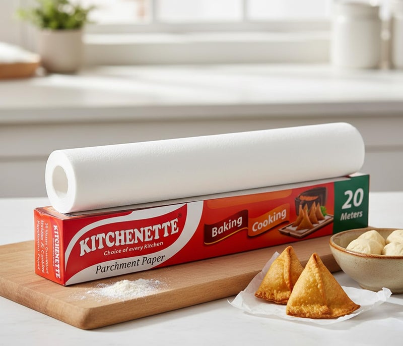 Kitchenette Parchment/Butter Paper Roll 20 Metre | Non-Stick Cooking Paper for Baking Cakes, Air Fryer & Oven | for Food/Roti Wrapping & Tiffin Packing | Food-Safe Heat Resistant White-Paper - Image 2