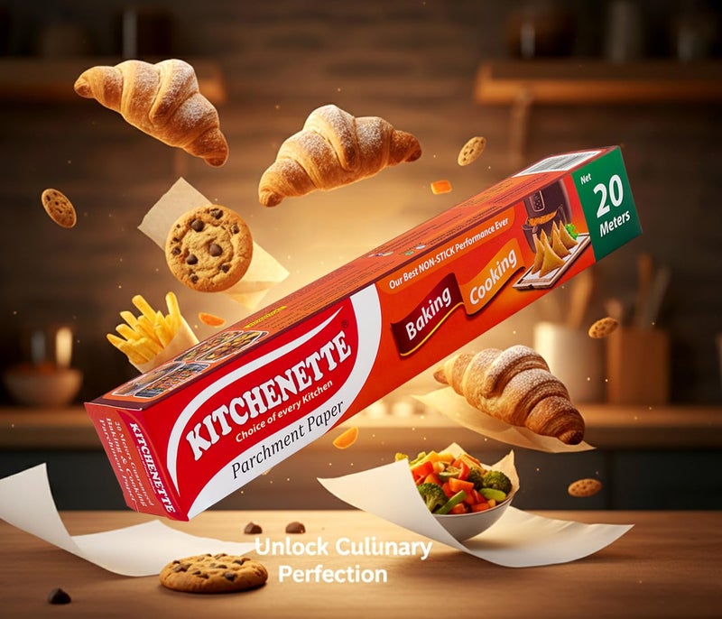 Kitchenette Parchment/Butter Paper Roll 20 Metre | Non-Stick Cooking Paper for Baking Cakes, Air Fryer & Oven | for Food/Roti Wrapping & Tiffin Packing | Food-Safe Heat Resistant White-Paper - Image 5