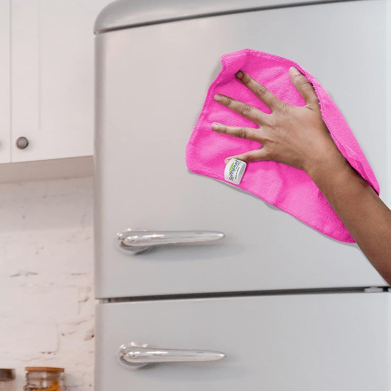 SOFTSPUN Microfiber Cloth 4 pcs 30 x 40 cms 340 GSM Multi Colour Super Soft Absorbent Cleaning Towels Cleans Polishes Everything in Your Home - Image 2