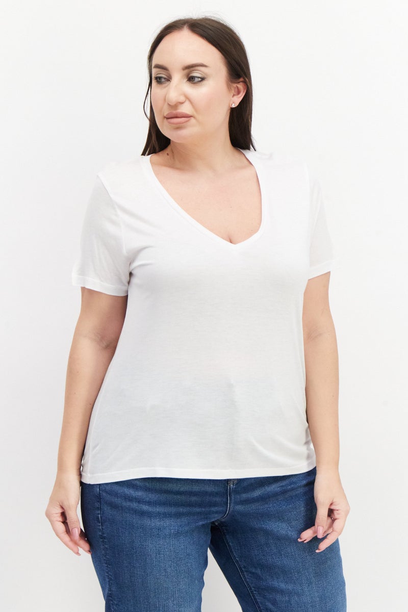 NA-KD Monica Geuze x NA-KD Women 2 Pcs V Neck Short Sleeves Solid T-Shirt, Multicolor - Image 1