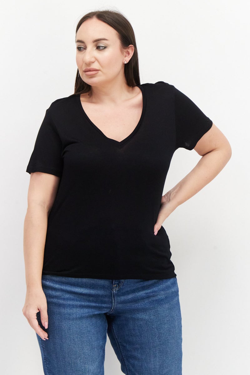 NA-KD Monica Geuze x NA-KD Women 2 Pcs V Neck Short Sleeves Solid T-Shirt, Multicolor - Image 2