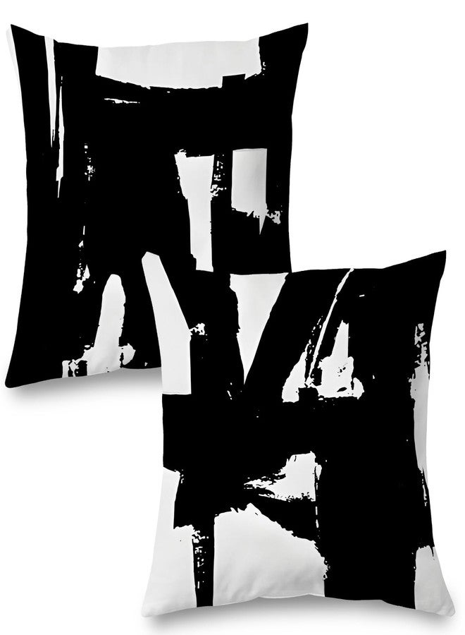 Supwhd Black and White Pillow Covers - 18x18 Decorative Pillows Set of 2 for Couch, Bed, Living Room - Image 1