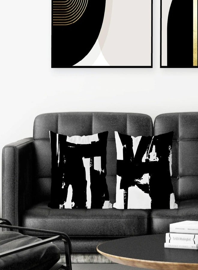Supwhd Black and White Pillow Covers - 18x18 Decorative Pillows Set of 2 for Couch, Bed, Living Room - Image 2