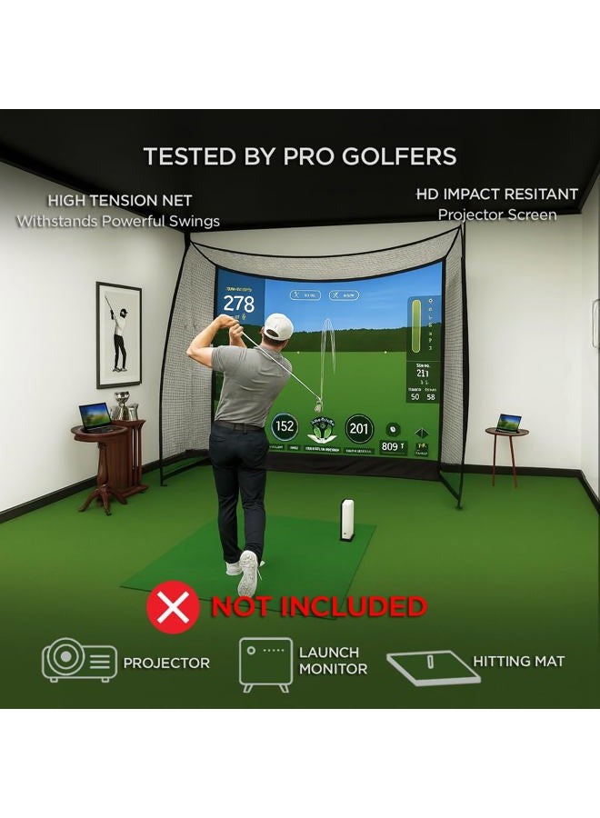 ZivPlay Golf Cage Net with Impact Screen 10 x 8 Ft Golf Hitting Cage with Side Enclosure and Top net to Practice with Simulator at Home Indoor Outdoor Backyard - Image 3
