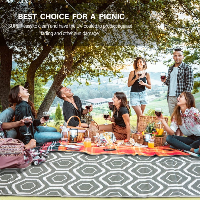 fifame Outdoor Camping Rugs, Rug Patios Clearance Plastic Straw Rug Weatherproof Reversible Mats, Large Floor Mat for Outdoors, RV, Patio, Backyard, Deck, Picnic, Beach, Trailer, Camping - Image 5