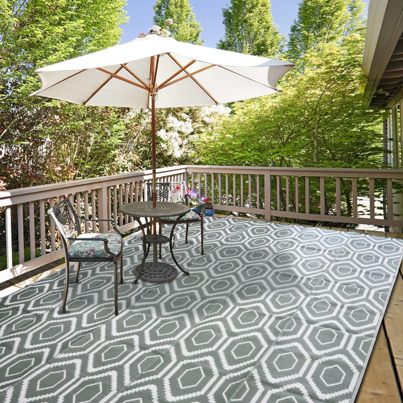 fifame Outdoor Camping Rugs, Rug Patios Clearance Plastic Straw Rug Weatherproof Reversible Mats, Large Floor Mat for Outdoors, RV, Patio, Backyard, Deck, Picnic, Beach, Trailer, Camping - Image 1