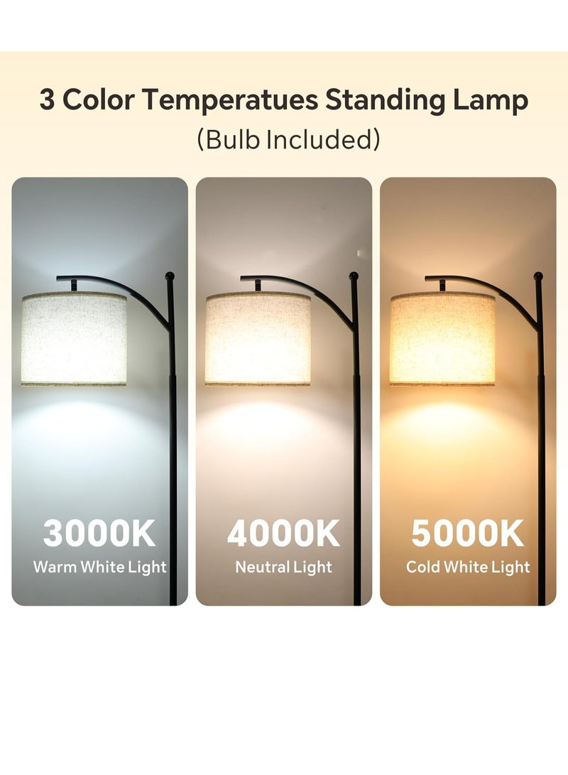 RION Floor Lamp with Remote Control 3 Color Temperatures, Long Lamp with Adjustable Linen Shade, Tall Lamps for Living Room, Bedroom, Office Classroom, Dorm Room, With Bulb - Image 3