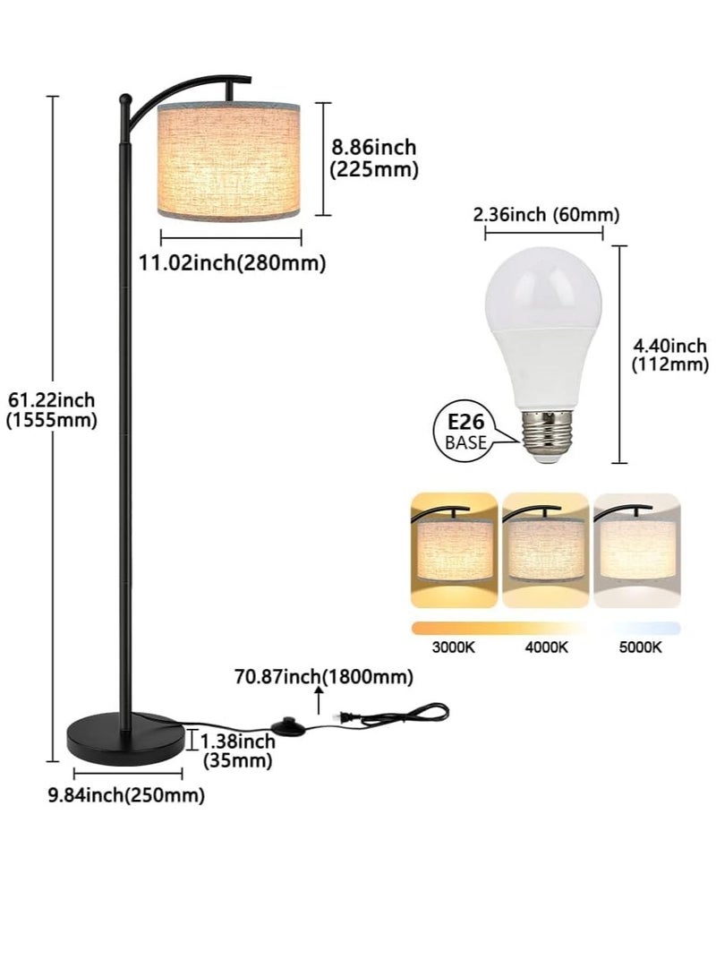 RION Floor Lamp with Remote Control 3 Color Temperatures, Long Lamp with Adjustable Linen Shade, Tall Lamps for Living Room, Bedroom, Office Classroom, Dorm Room, With Bulb - Image 4